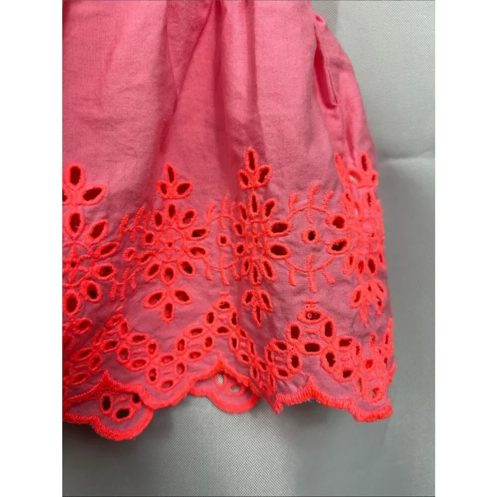 Baby Gap pink and neon orange woven eyelet sleeveless cotton top size 4T